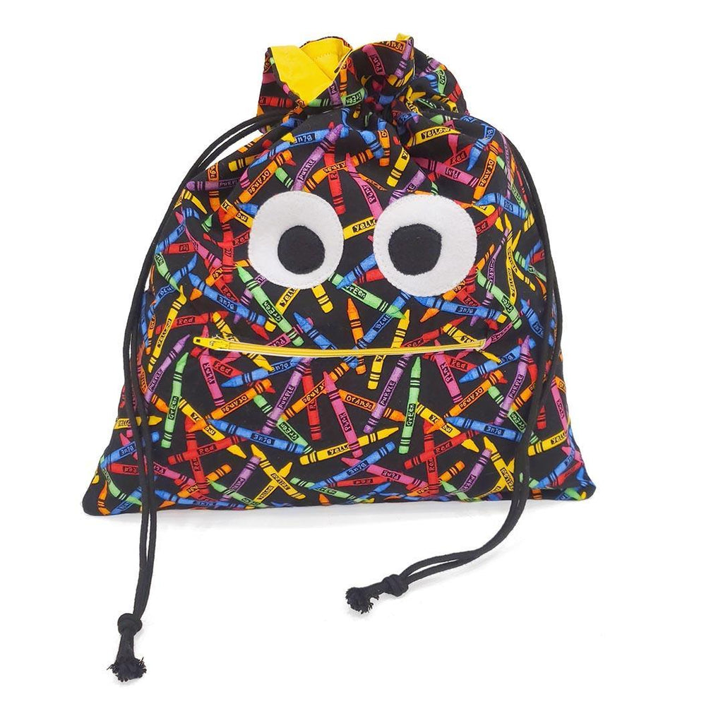 Bag - Chomper Buddy Drawstring (Crayons Yellow) by Peek A Boo Plush