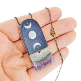 Necklace - Jasper Moons Crystal (Gunmetal) by Fernworks, image 2 of 7