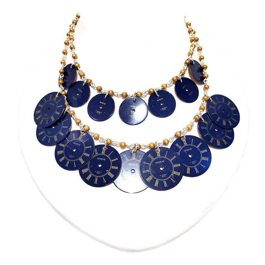 Necklace - 2 Strand Watch Dials (Blue) by Christine Stoll