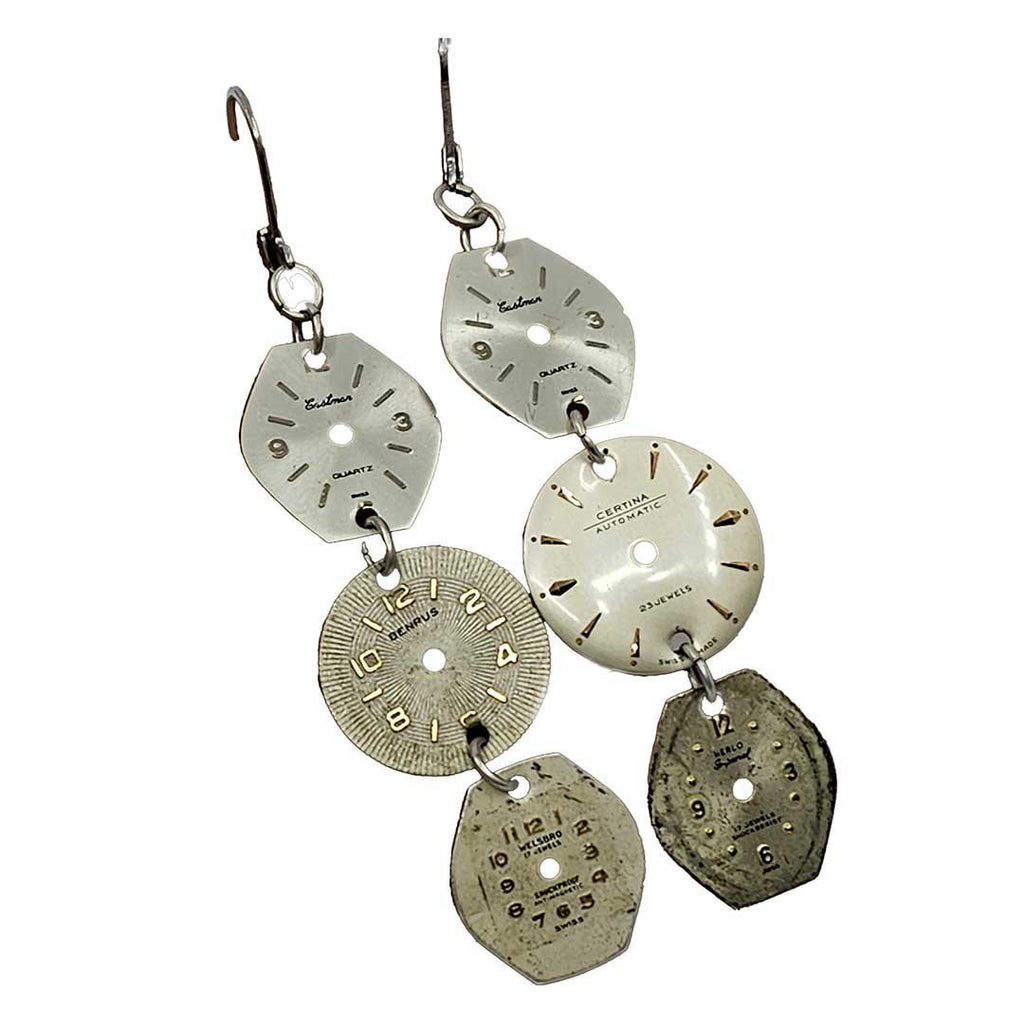 Earrings - Watch Dial Trio - Stainless Steel (A, B, or C) by Christine Stoll Studio