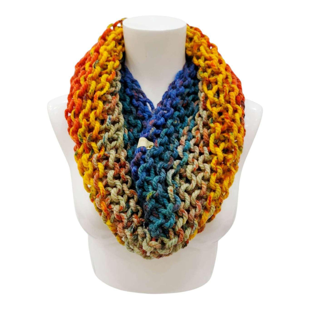 Knit Scarf - Cowl - Variegated Circle (Rainbow) by Cristin Rae Knits