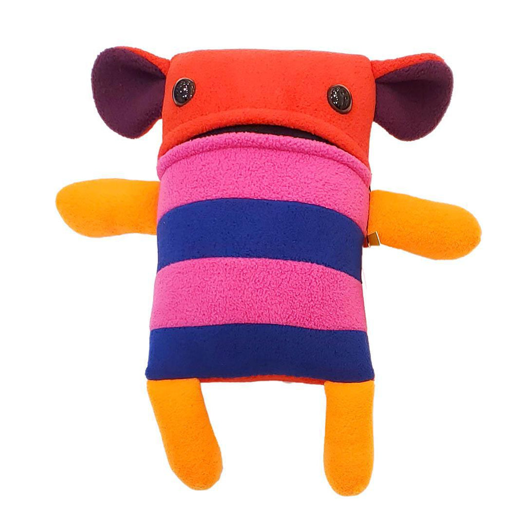 Plush - Large Squared Creature (Red Orange Pink Purple Stripes) by Mr. Sogs