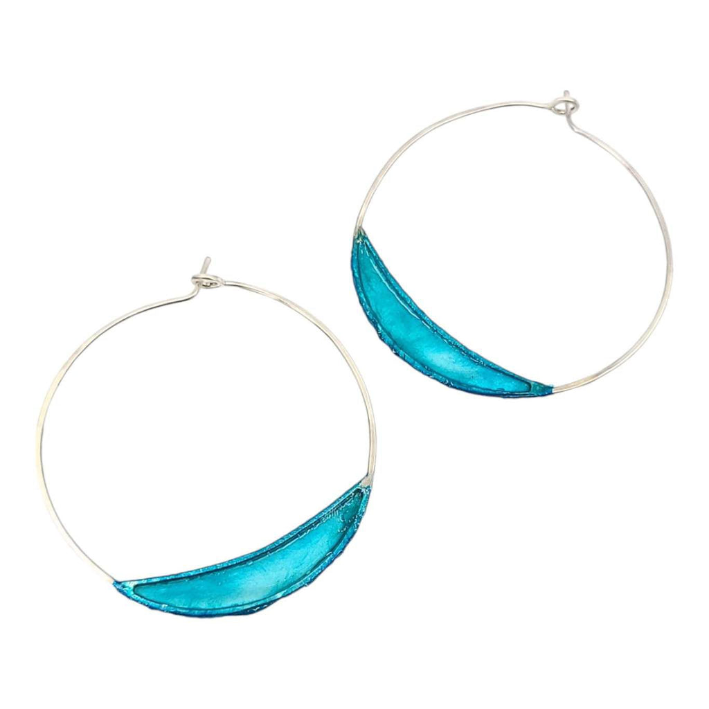 Earrings - Medium Paper Bridge Silver Hoops (Glacier) by Verso