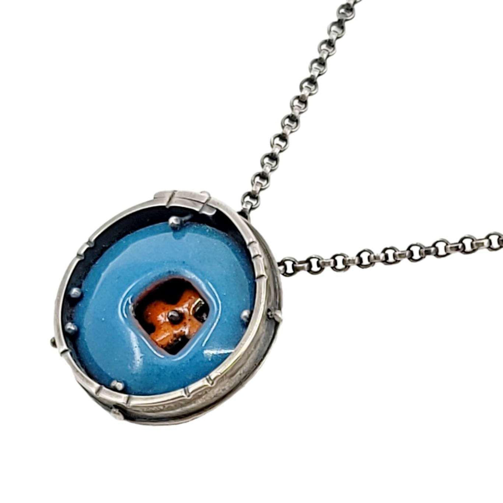 Necklace - Blue Pumpkin Winni Pendant by Robert Dudenhoefer II