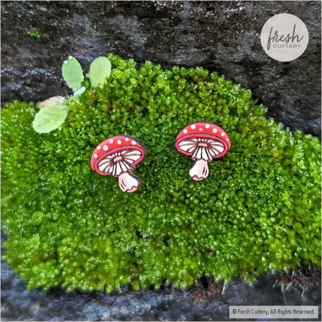 Earrings - Amanita Mushroom (Studs) by Fresh Cuttery