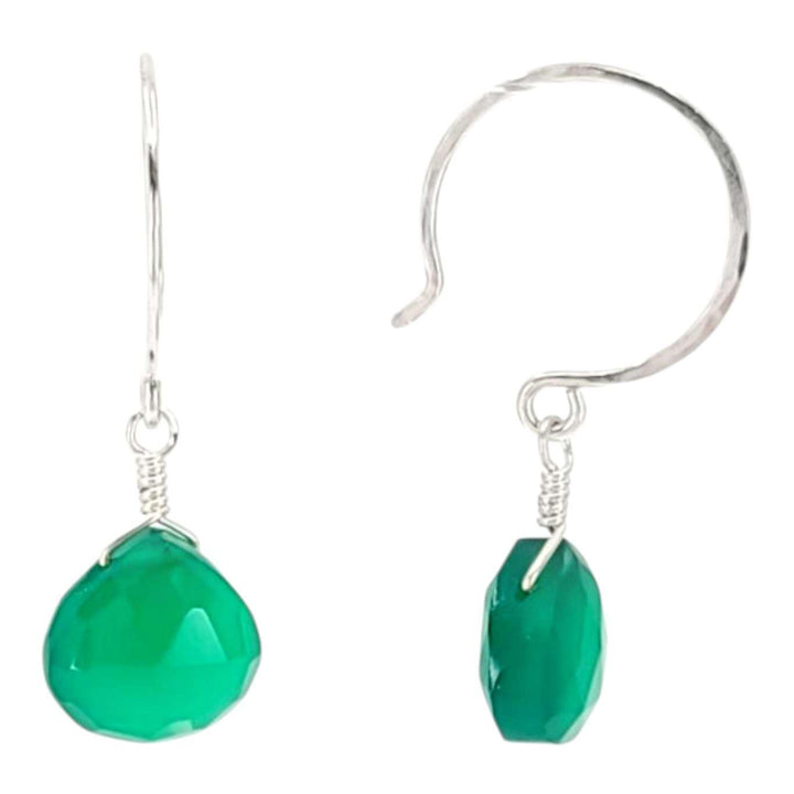 Earrings - Sterling Gemstone Drops (Green Onyx) by Foamy Wader