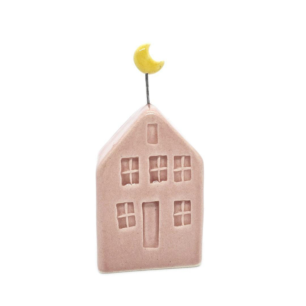 Tiny Pottery House - Light Pink with Moon by Tasha McKelvey