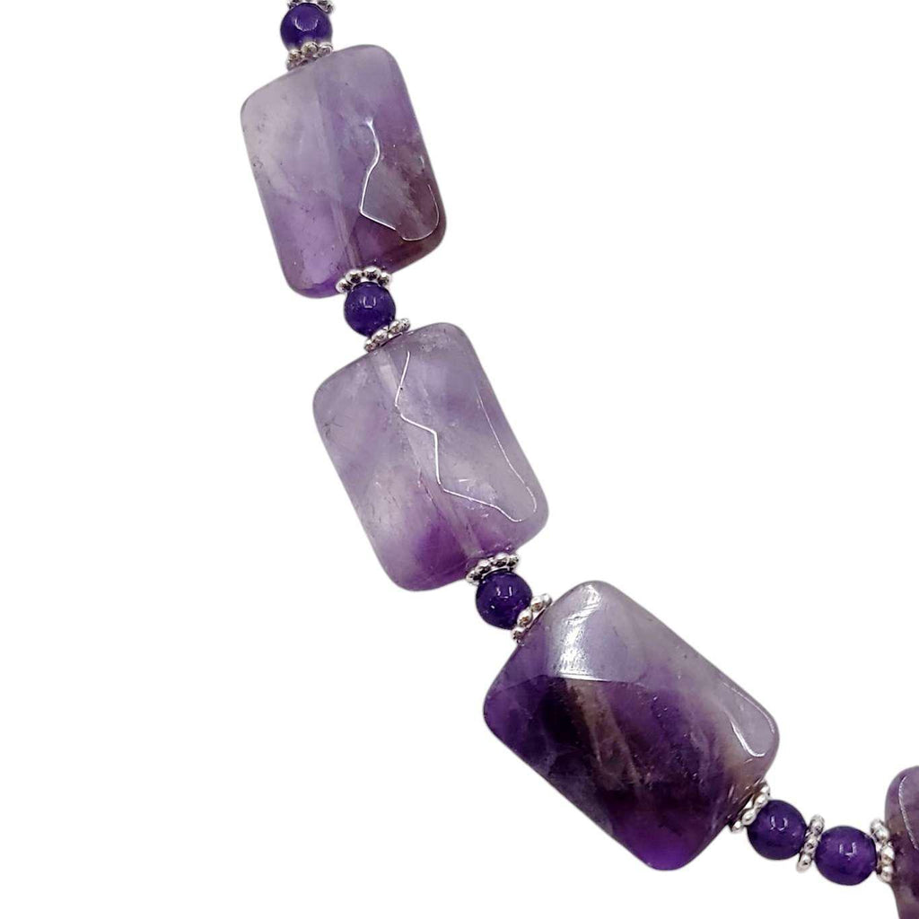 Necklace - Amethyst Rectangle Seven Beads by Tiny Aloha