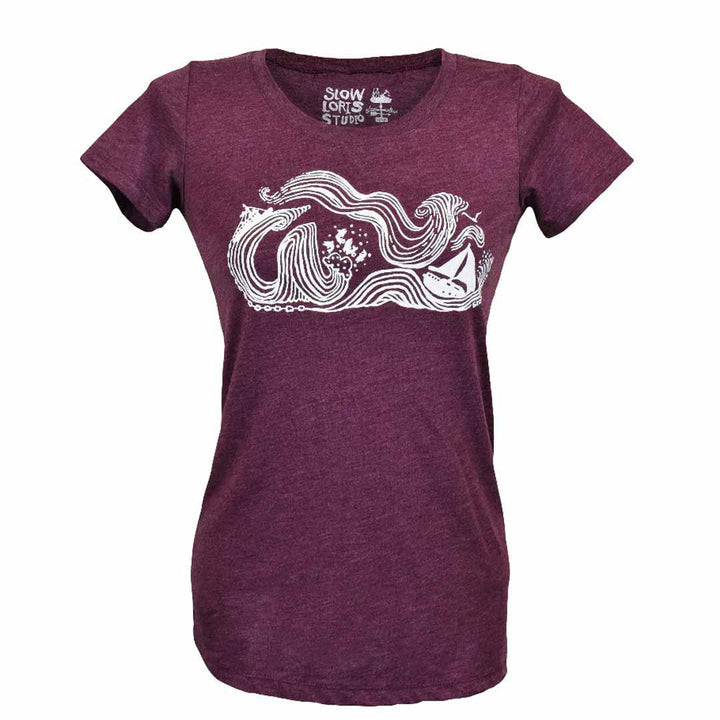 Adult Slim Fit Crew* - Wind And Sea Maroon Tee (S & 2X Only) by Slow Loris