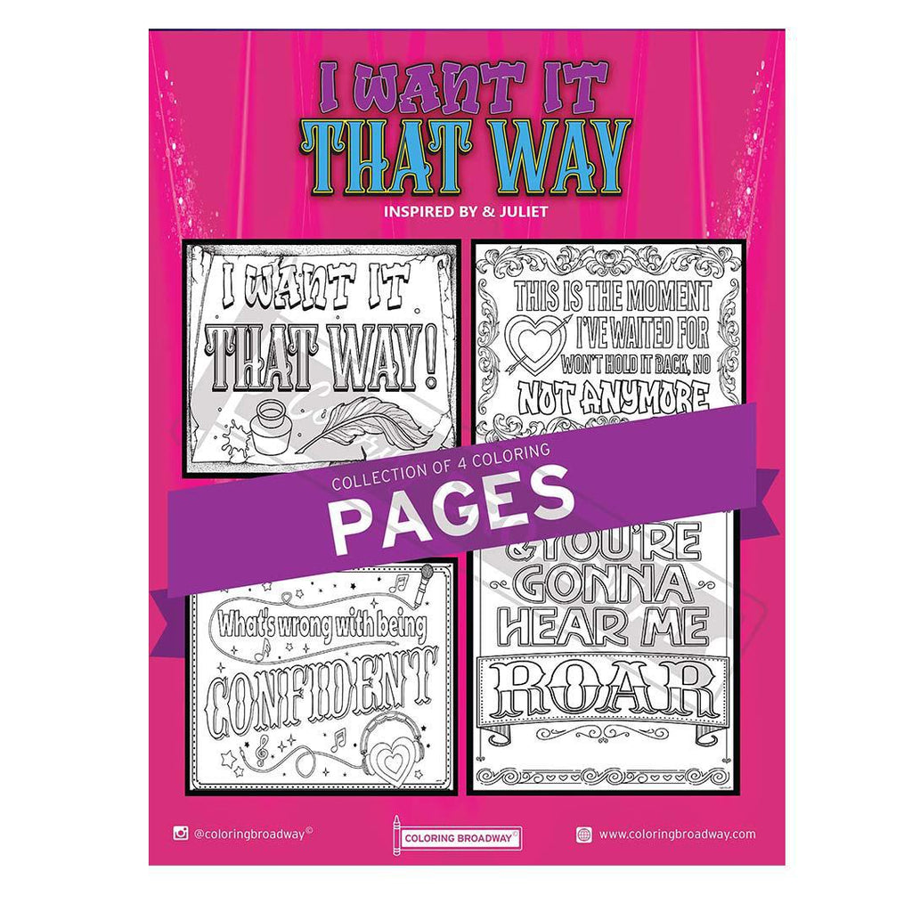 Coloring - I Want it That Way (& Juliet - Pages or Postcards) by Coloring Broadway