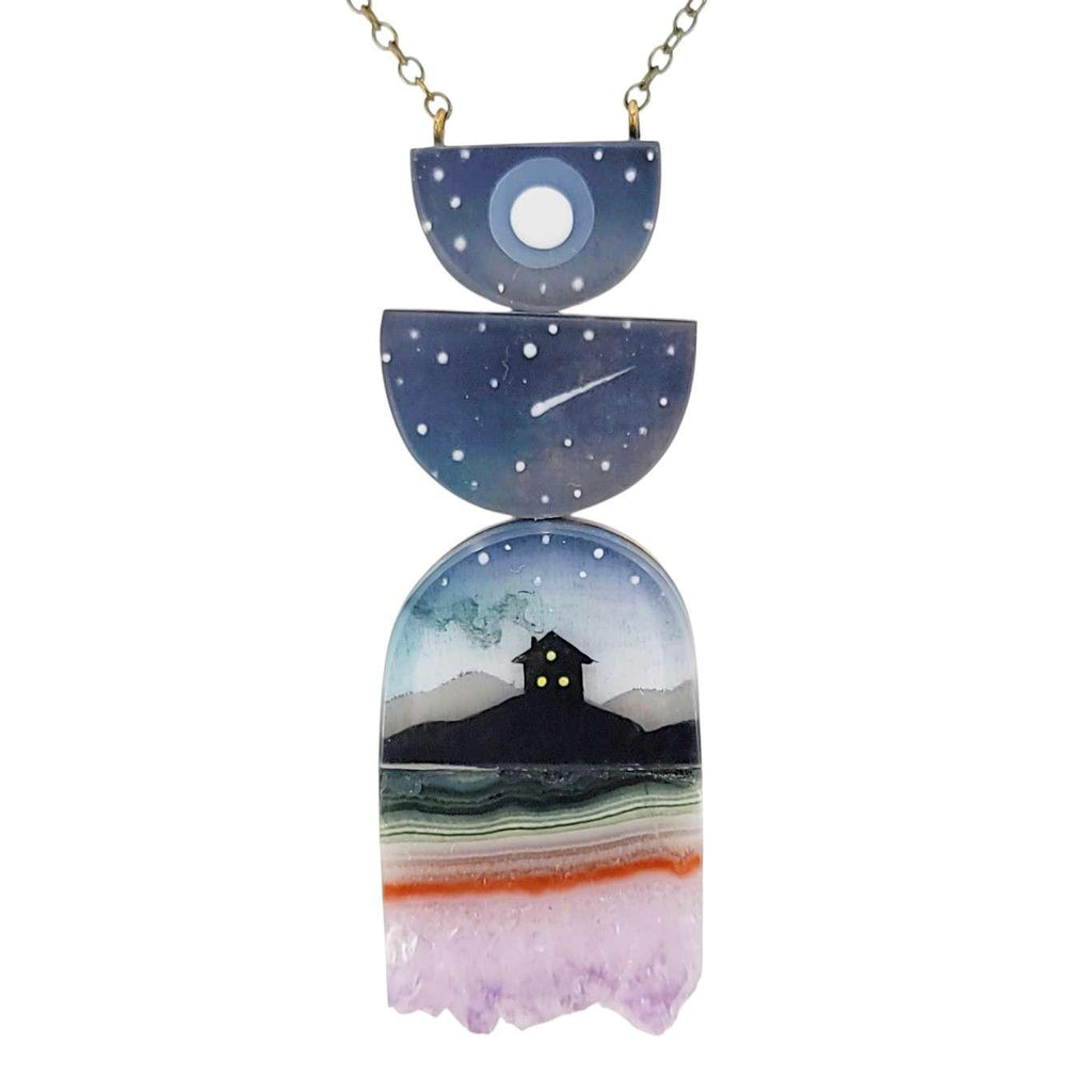 Necklace - Starry Home Crystal (Gunmetal) by Fernworks