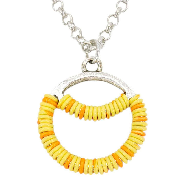 Necklace - Sunrise Circle (Yellow Orange Telecom Wire) by XV Studios