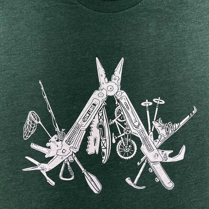 Adult Long Sleeve - Multitool Emerald Green Long Sleeve Tee (XS - 3X) by Slow Loris