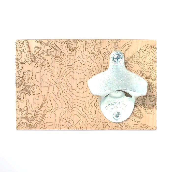 Bottle Opener - Maple Light Wood Mt Rainier Topography by SML