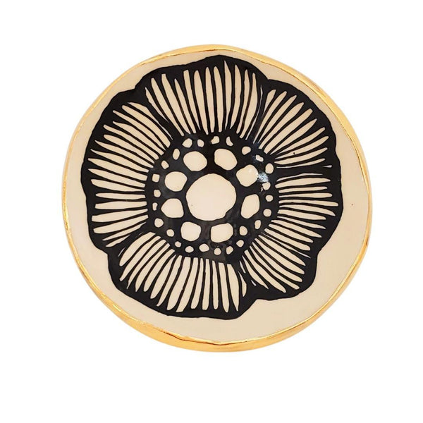 Trinket Dish - 4in - Floral with 22k Gold Edge (C) by Hsieh Clay SF