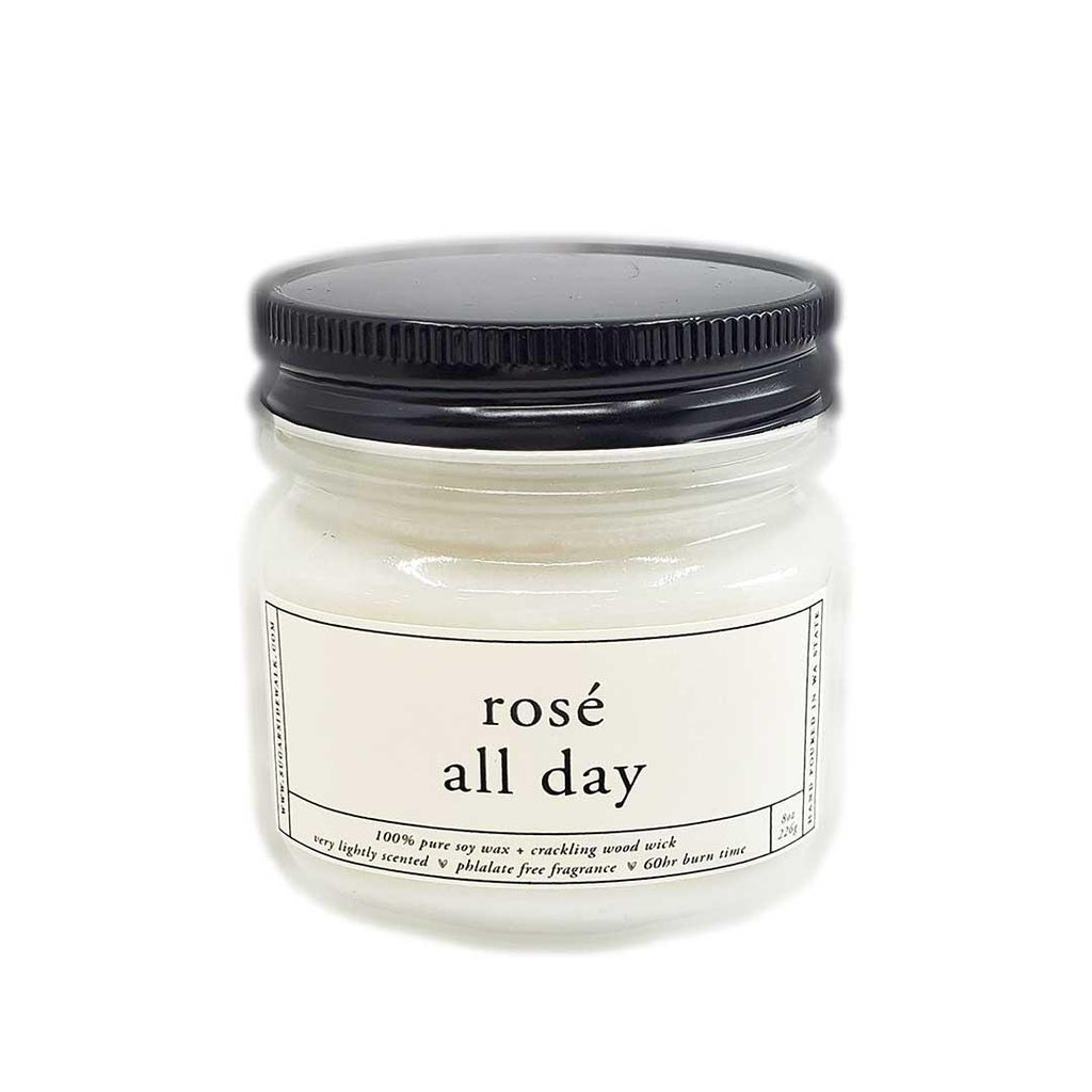 Candles - Rose All Day Soy Wax Wooden Wick (Asst Sizes) by Sugar Sidewalk