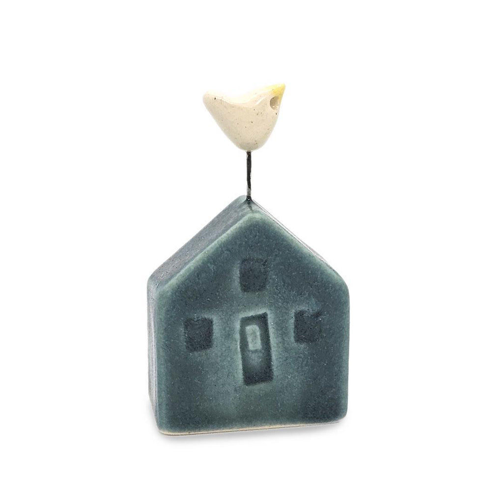 Tiny Pottery House - Teal with Bird (Assorted Colors) by Tasha McKelvey