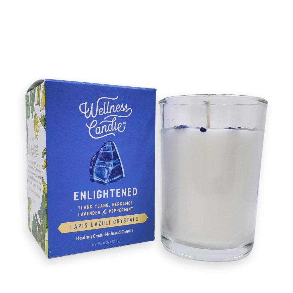 Candle 8oz - Lapis Lazuli (Enlightened) Clear Glass by Bee Lucia