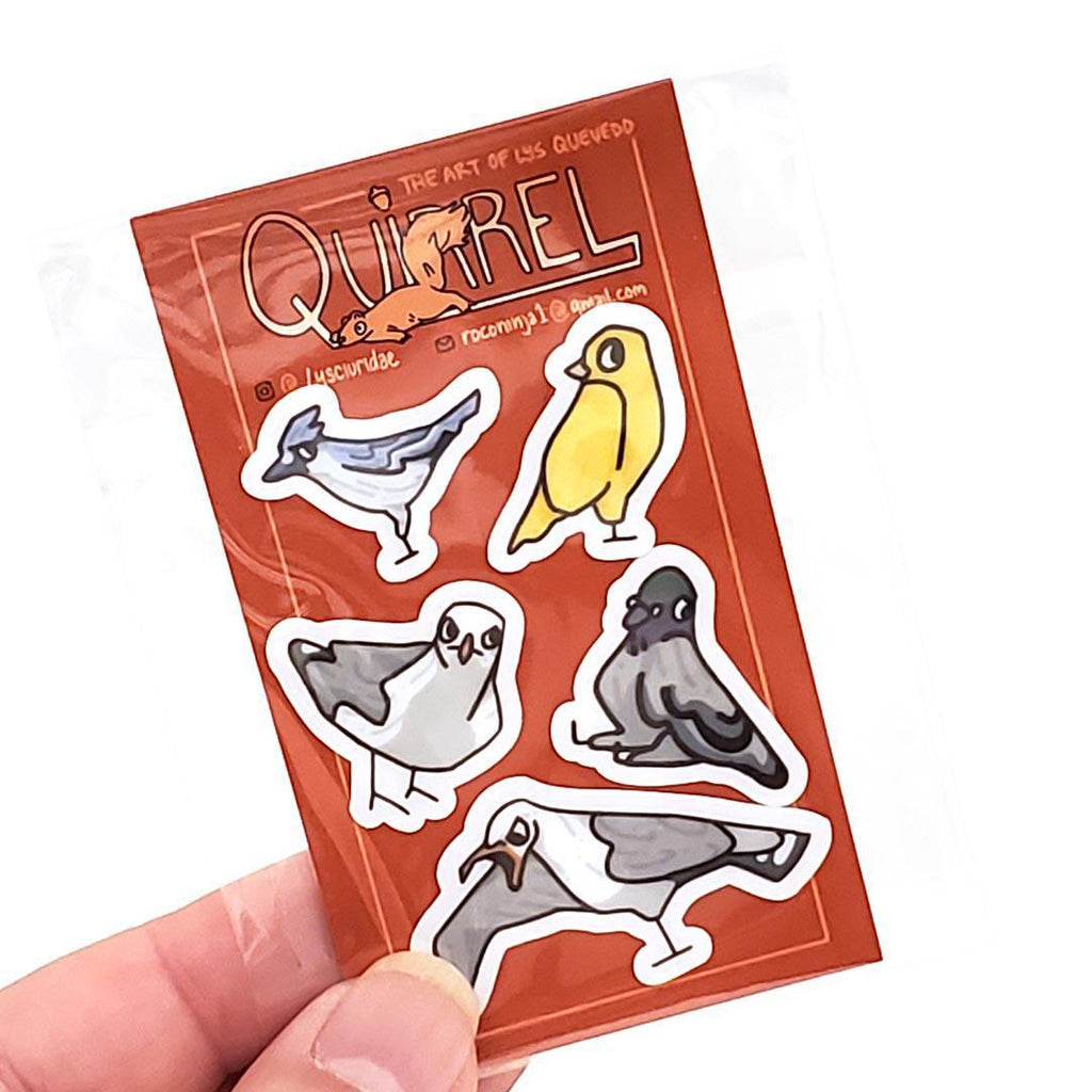 Tiny Stickers  - Set of 5 - Feathered Bird Friends (Assorted) by Quirrel