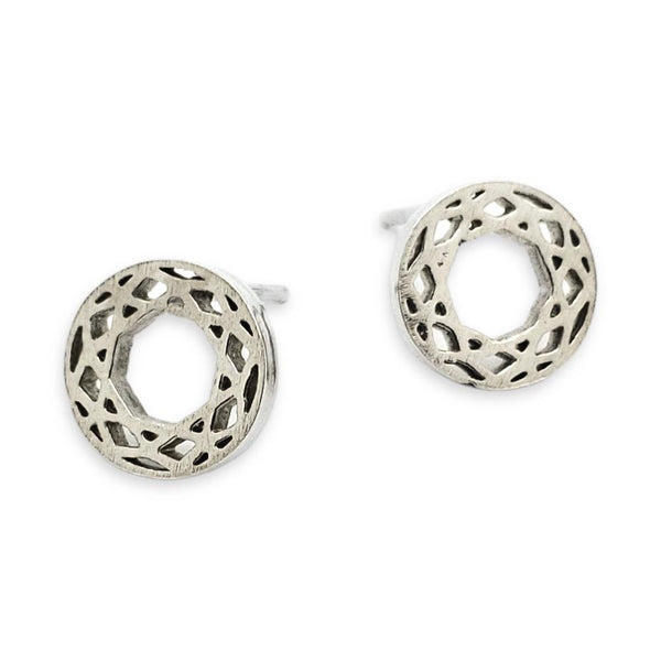 Earrings - Medium Brilliant Cut Shiny Sterling Posts by La Objeteria