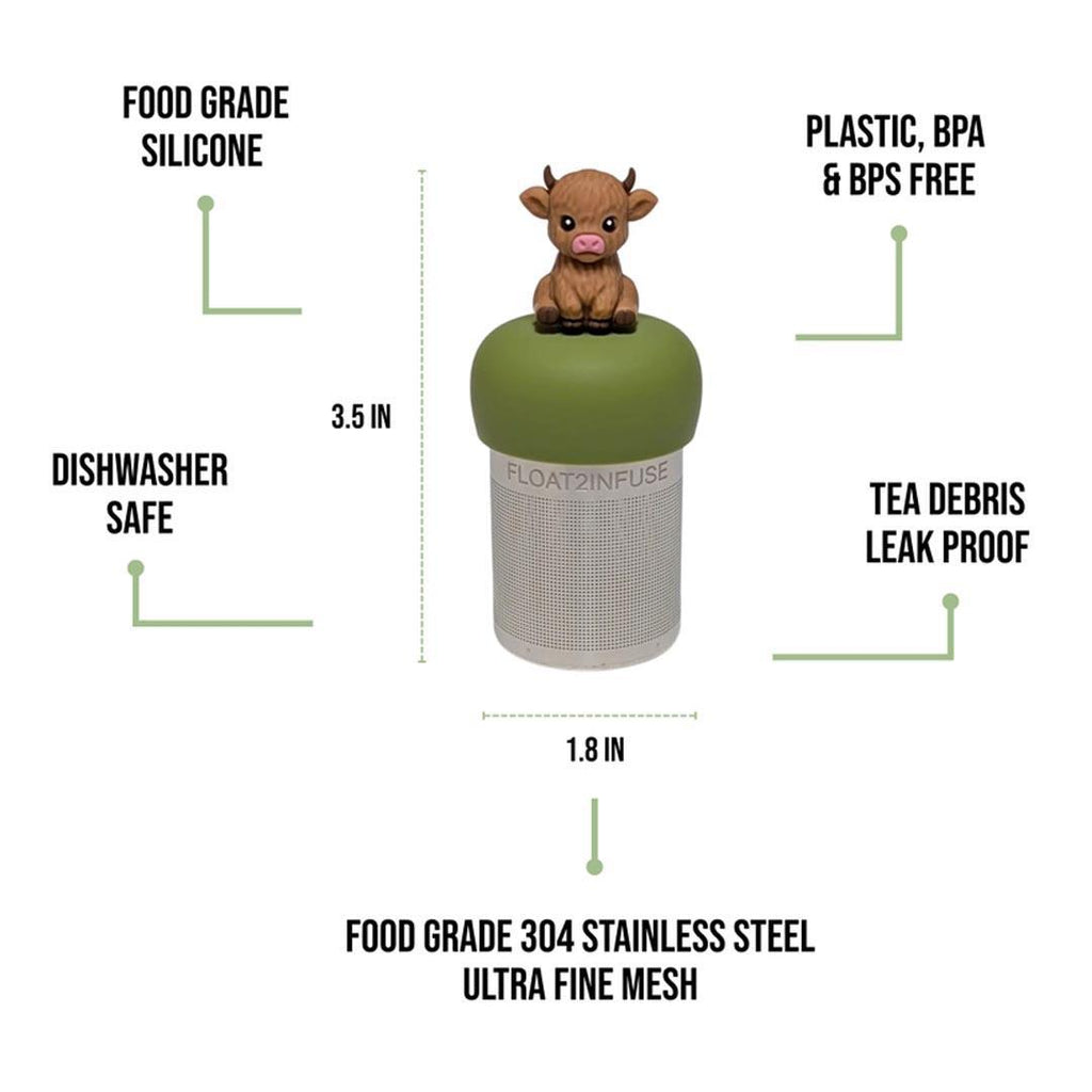 Tea Infuser - Baby Brown Cow (Green Base) by Float2Infuse