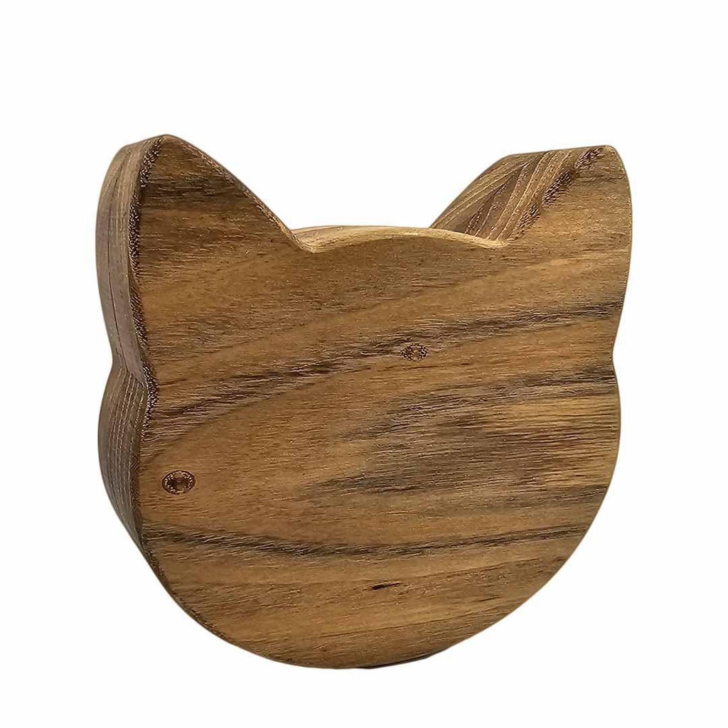 Box - 5in Med - Cat Head Acacia Wood Box by Saving Throw Pillows