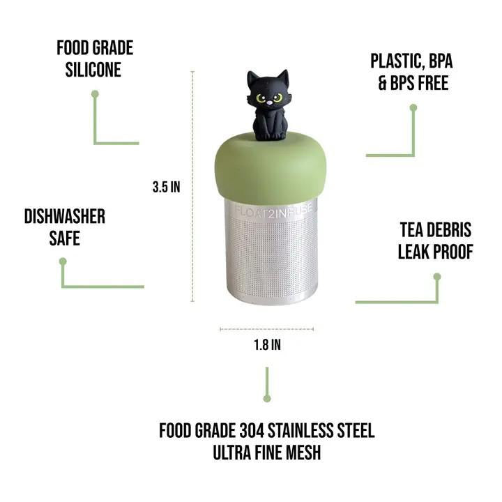 (PRE-ORDER) Tea Infuser - Black Cat (Green Base) by Float2Infuse