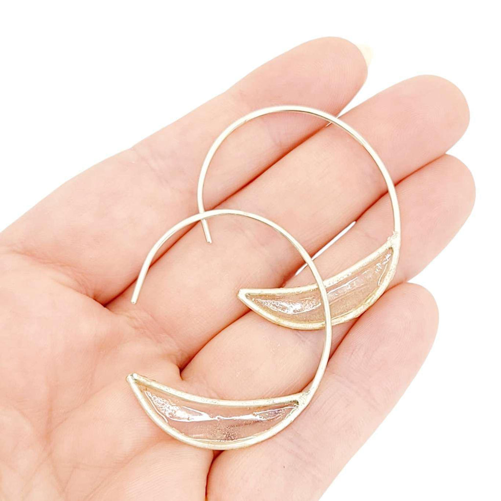 Earrings - Small Paper Bridge Silver Hoops (Ivory) by Verso