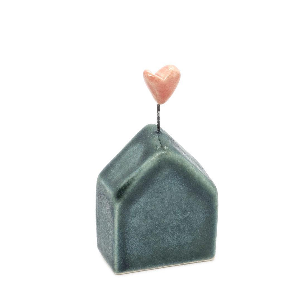 Tiny Pottery House - Teal with Heart (Assorted Colors) by Tasha McKelvey