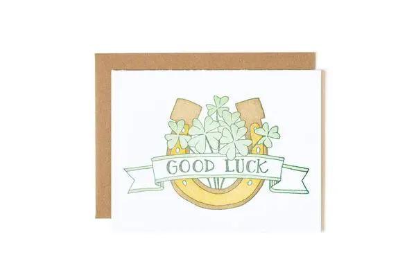 Card - Good Luck - Good Luck Horseshoe Letterpress by 1Canoe2