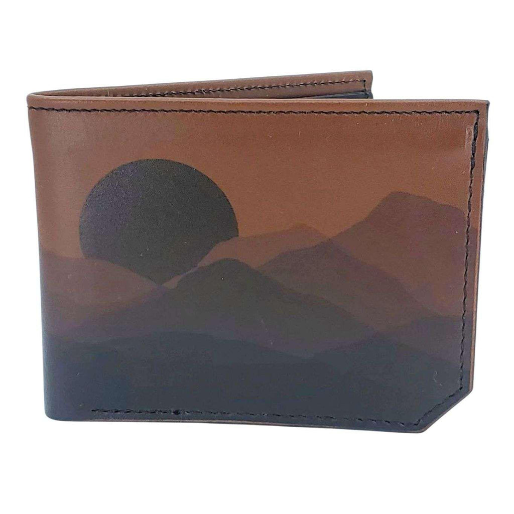 Leather Wallet - Faded Mountains (Brown) by Backerton