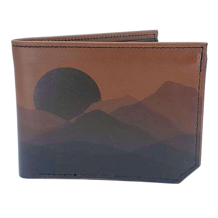 Leather Wallet - Faded Mountains (Brown) by Backerton