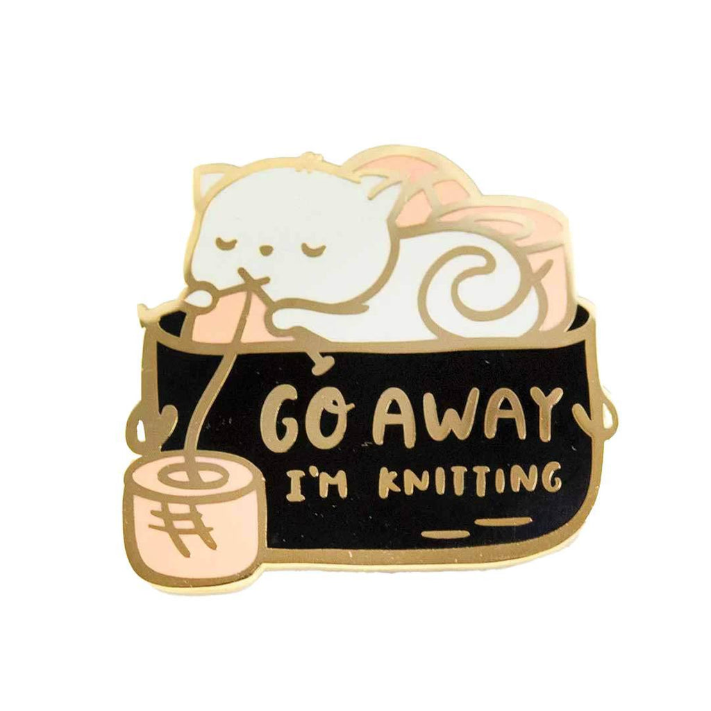 Enamel Pin - Go Away I'm Knitting Cat by The Clever Clove
