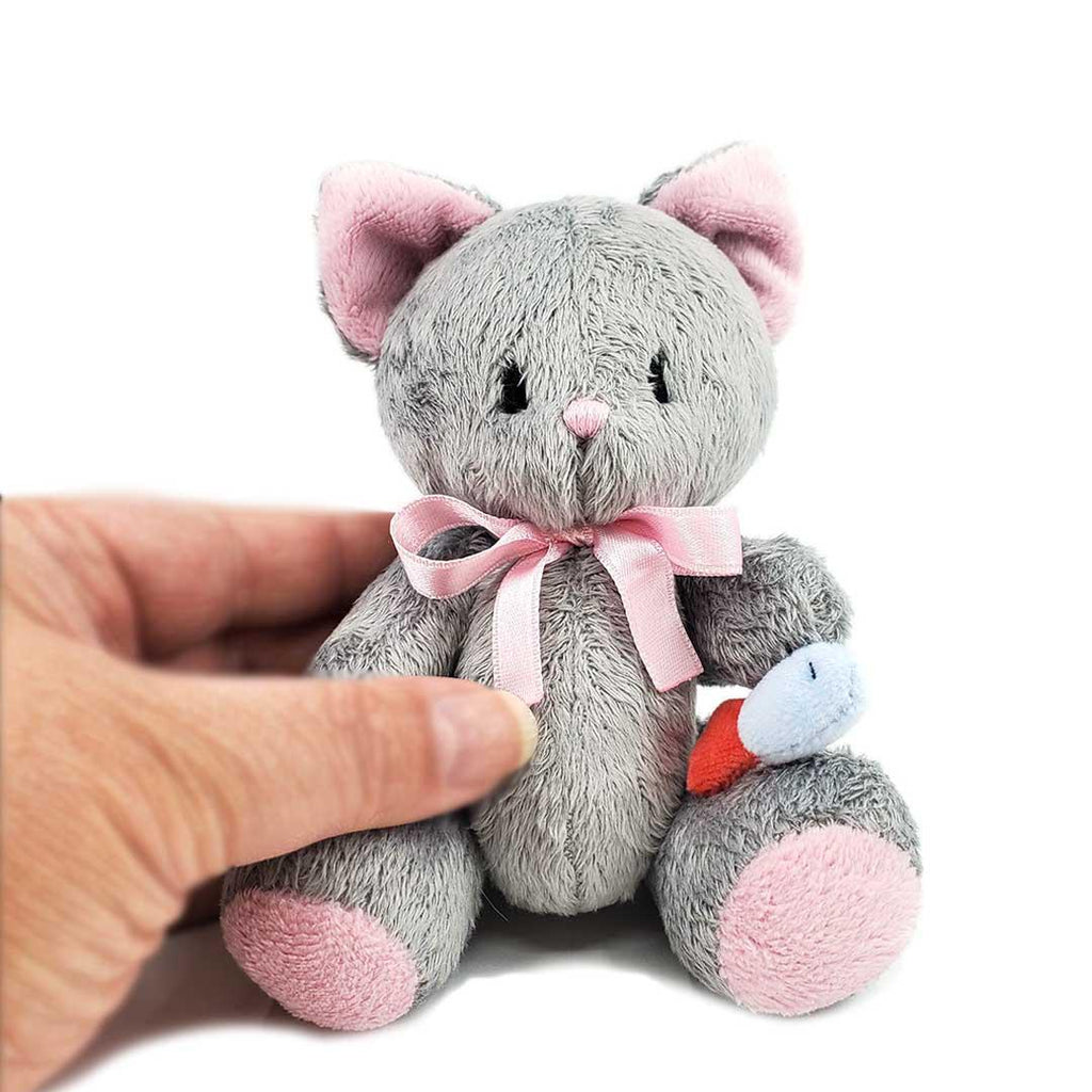 Plush - Gray Cat with a Fish by Frank and Bubby