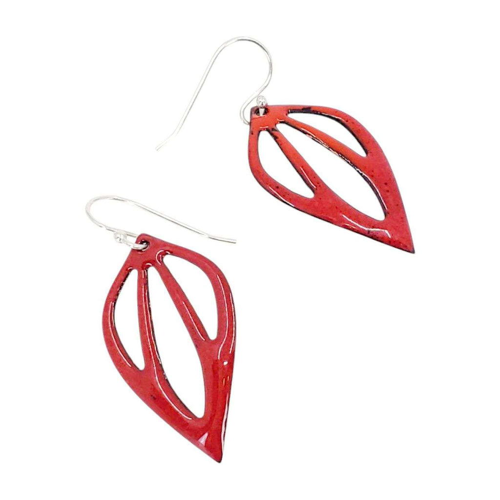 Earrings - Cut-outs Inverted Teardrop (Red) by Magpie Mouse Studios