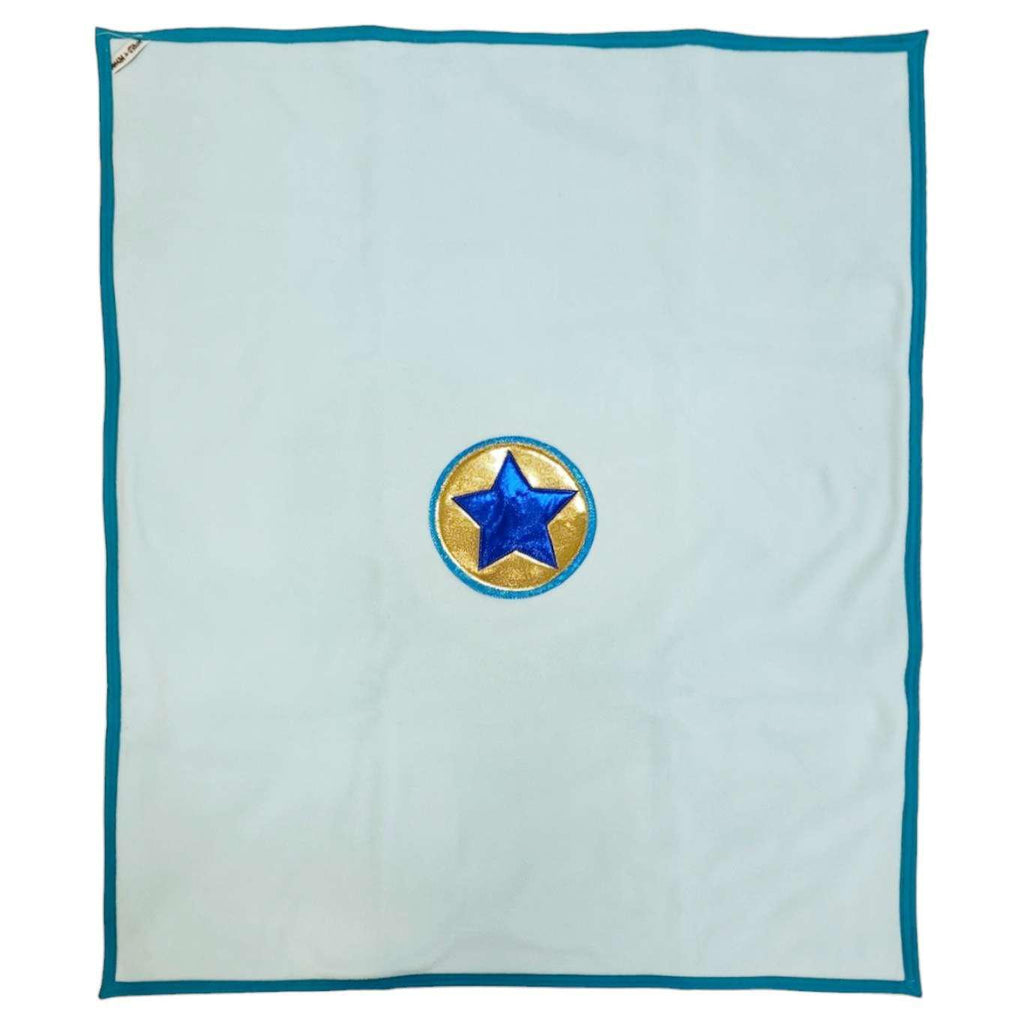 Blanket - Aqua Blue with Blue Star on Gold by World of Whimm