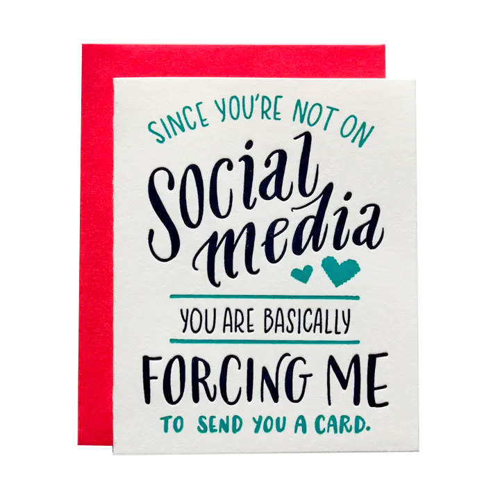 Card - Thinking of You - Not on Social Media by Ladyfingers Letterpress