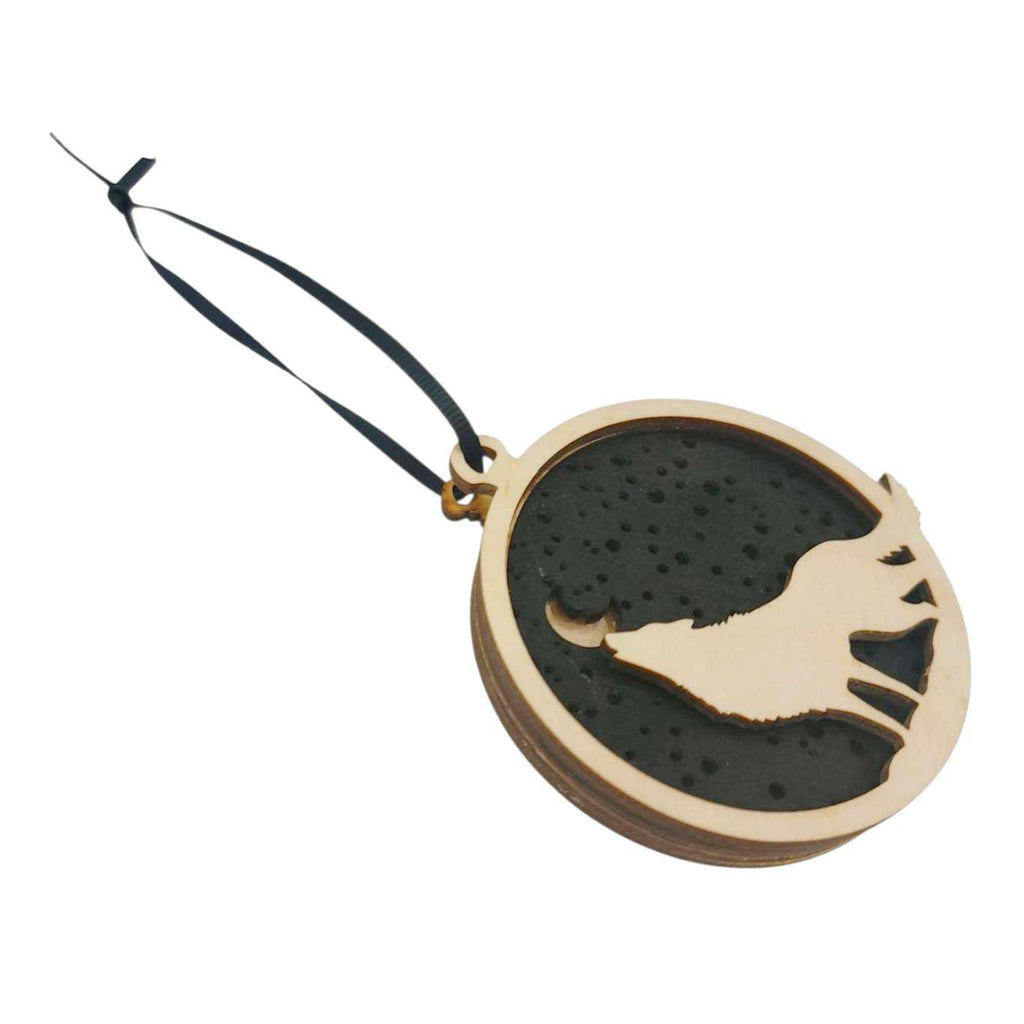 Ornament - Light Up Wood (Howling Wolf) by Squirrel Tacos Papercuts