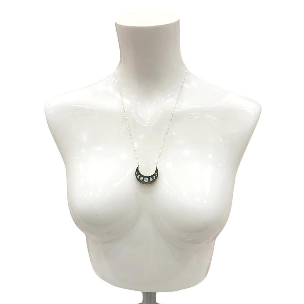 Necklace - Glitter Moons Crescent Painted by Fernworks