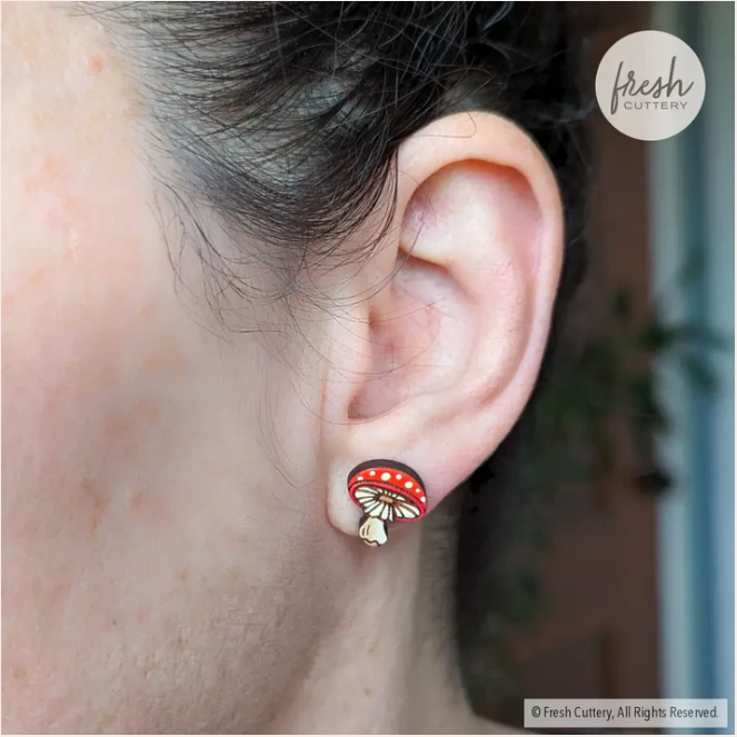 Earrings - Amanita Mushroom (Studs) by Fresh Cuttery