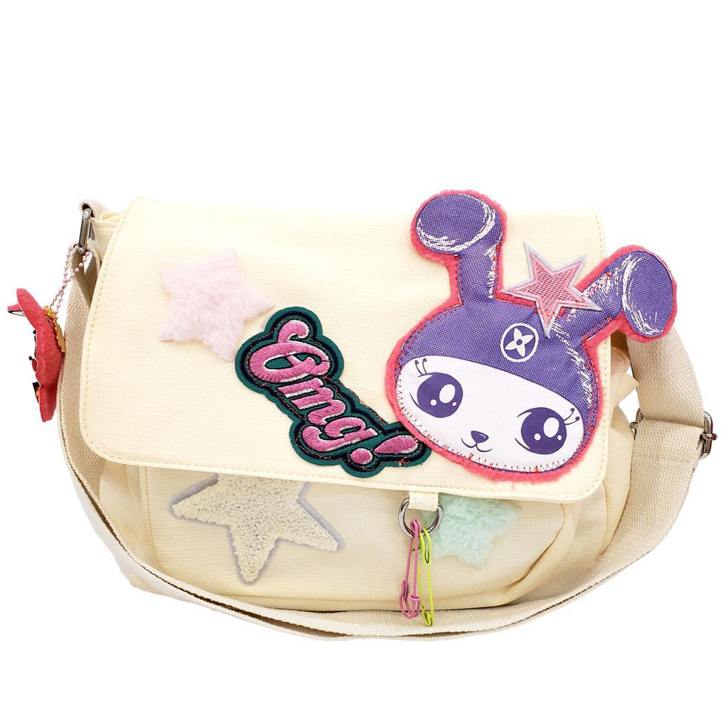 Messenger Bag - OMG Ninja Bunny with Geisha Bunny Friend on Yellow Bag by Namu