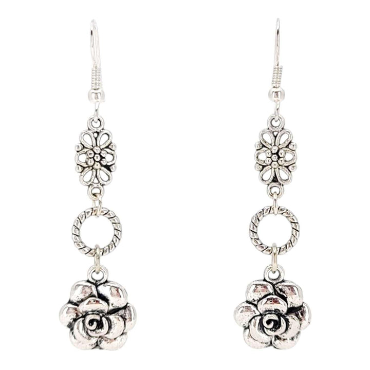 Earrings - Rose Ring Drops (Silver Plate) by Tiny Aloha