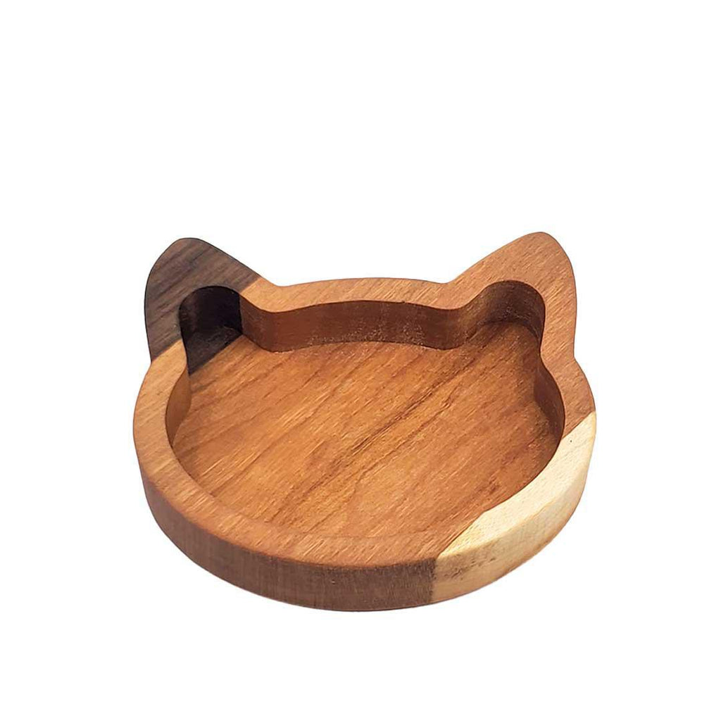 Tray - Small - Cat Head Open Tray (Assorted Diagonal Mixed Wood Trios) by Saving Throw Pillows