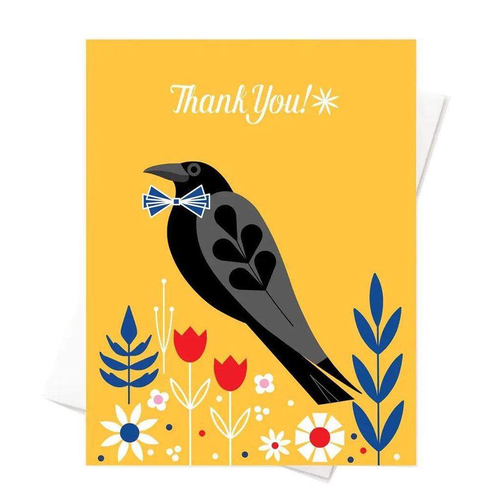 Card - Thank You - Crow on Yellow by Amber Leaders Designs