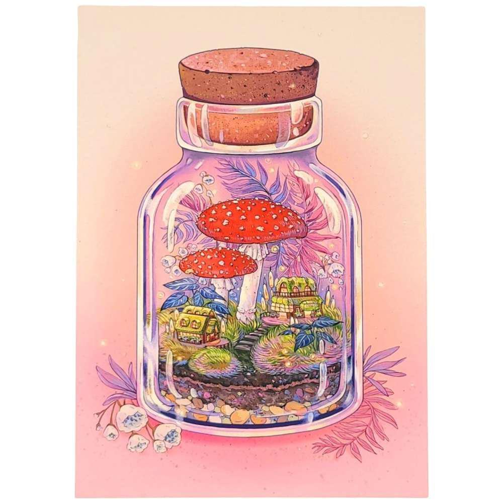 Art Print - 6x8in - Mushroom Terrarium by Nimasprout