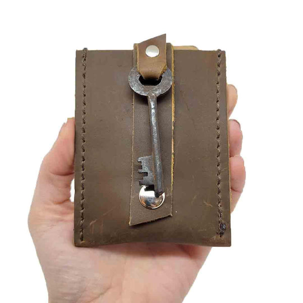 Wallet - Tan Brown - Key Pop-Up Leather Wallet by Divina Denuevo