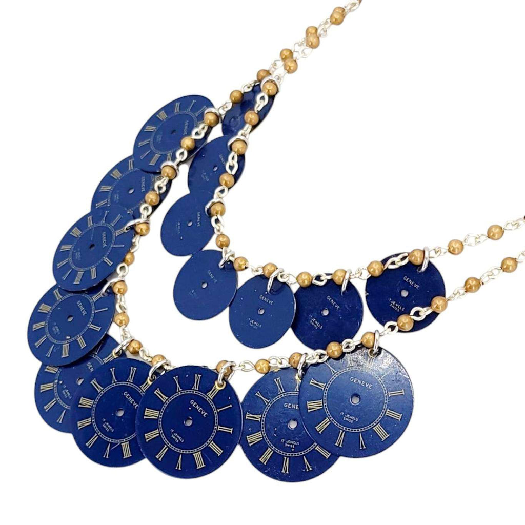 Necklace - 2 Strand Watch Dials (Blue) by Christine Stoll