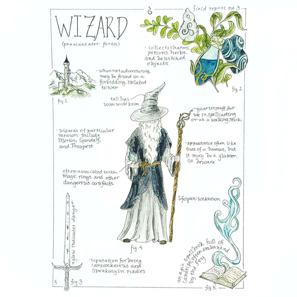 Art Print - 8x10 - Wizard Field Notes by Lizzy Gass
