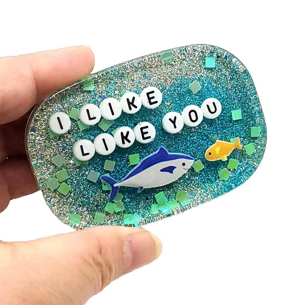 Shower Art - Small - I Like Like You - 2 Fishes (Silver Aqua) by Ugly Baby