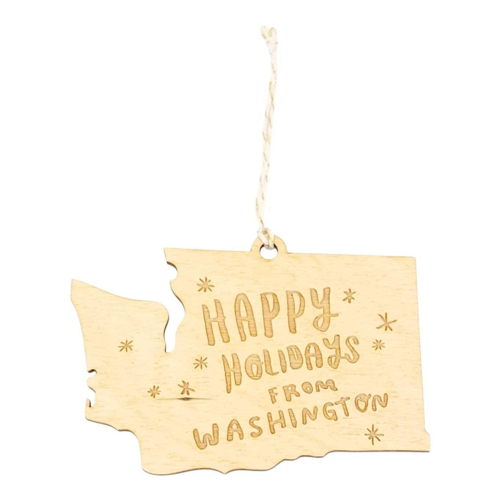 Ornaments - Large - Happy Holidays from Washington State (Assorted Colors) by SnowMade